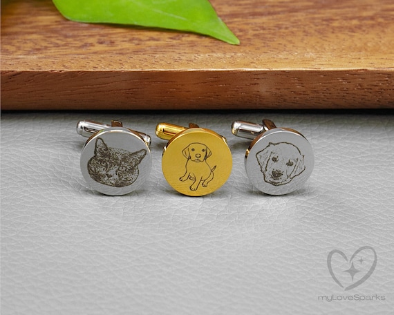 Custom CuffLinks, Personalized Pet Portrait Cufflinks, Pet Memorial Cufflinks, Gifts for Him, Gifts for Dad, Gifts for Boyfriend