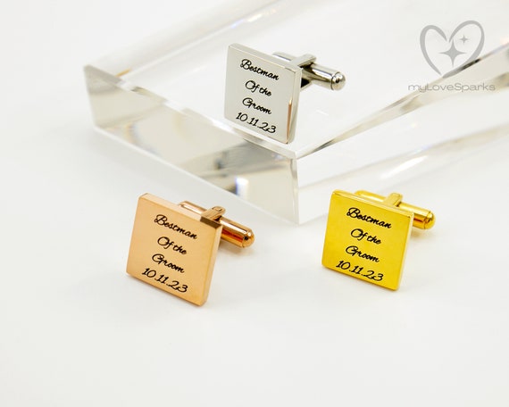 Custom CuffLinks, Initials Cufflinks, Personalized Engraved Cufflinks, Groomsman Gift, Wedding Gifts  for Him, Father of the Bride