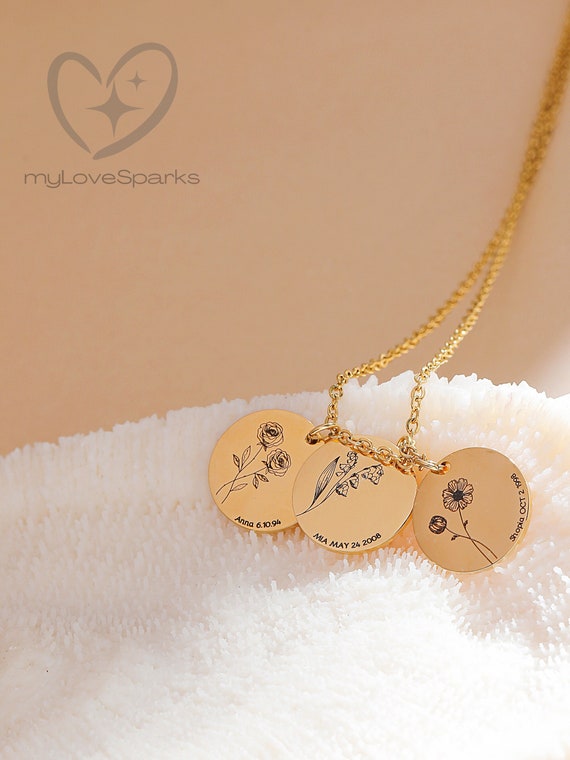 Christmas Gifts for Her, Best Friend Gift, Personalized Gifts for Mom, Custom Birth Flower Necklace, Bridesmaid Gifts, Handmade Jewelry