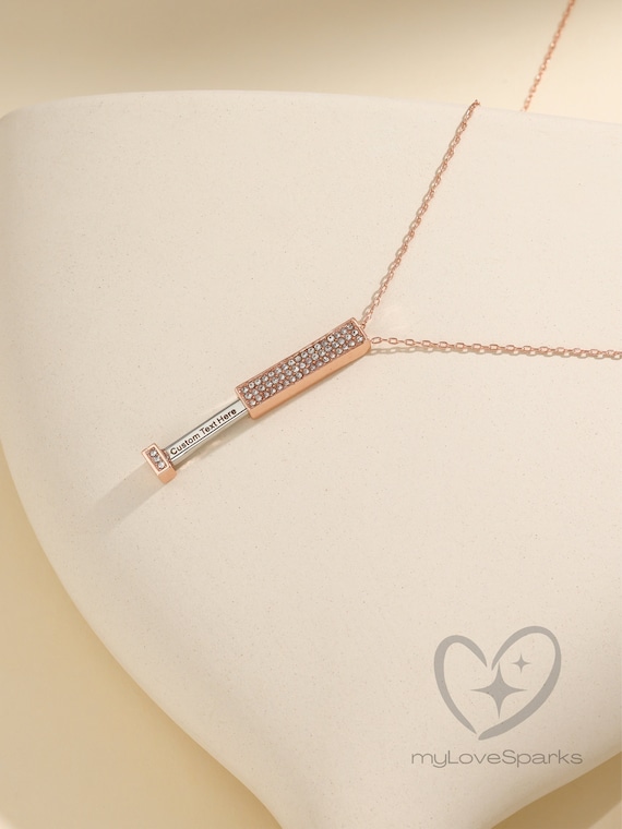 Custom Engraving Necklace, Personalized Dainty Necklace, Love Letter Necklace with Secret, Best Friend Gift for Her