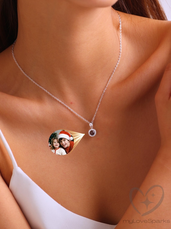 Custom Photo Projection Necklace, Personalized  picuture Necklace, Memorial Gift for Her Mom,Christmas Gift, Anniversary gift for her