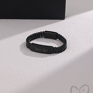 Bracelet personnalisé pour homme, bracelet gravé pour papa, bracelet nominatif pour petit ami, cadeau de fête des pères, cadeau d'anniversaire pour mari image 3