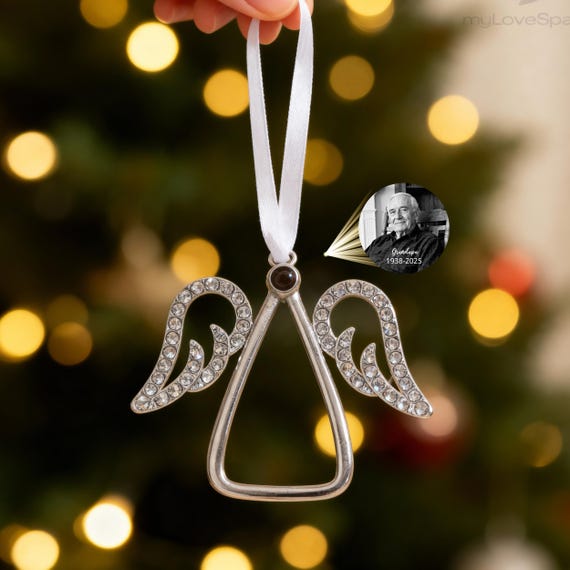 Personalized Angel Wings Ornament For Christmas : Projection Photo Inside for Memory