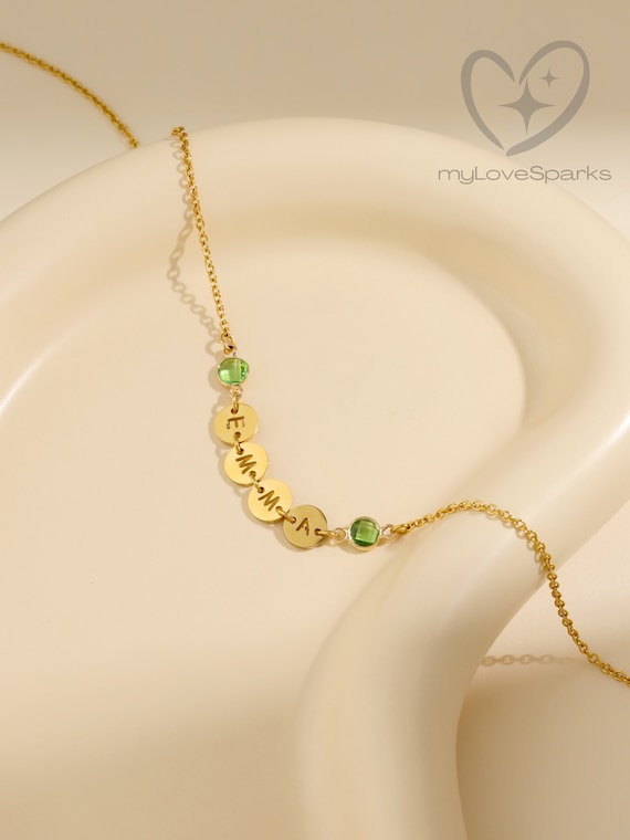 Custom Birthstone Name Necklace, Personalized Unique Gifts for Her, Family Birthstone Necklace for Mom, Christmas Gifts, Birthday Gifts
