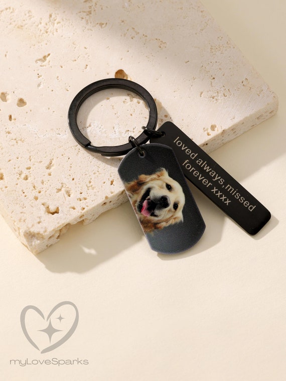 Custom Projection Engraving Keychain for Him, Personalized Keychain with Photo Inside, Best Gift for Him Dad Husband, Christmas Gift Father