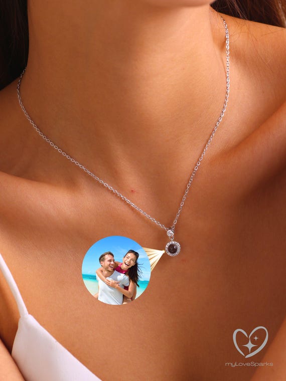 Photo Projection  Necklace, Personalized  Necklace, Memorial Gift, Gift for Her, Mom Necklace, Valentine Day Gift