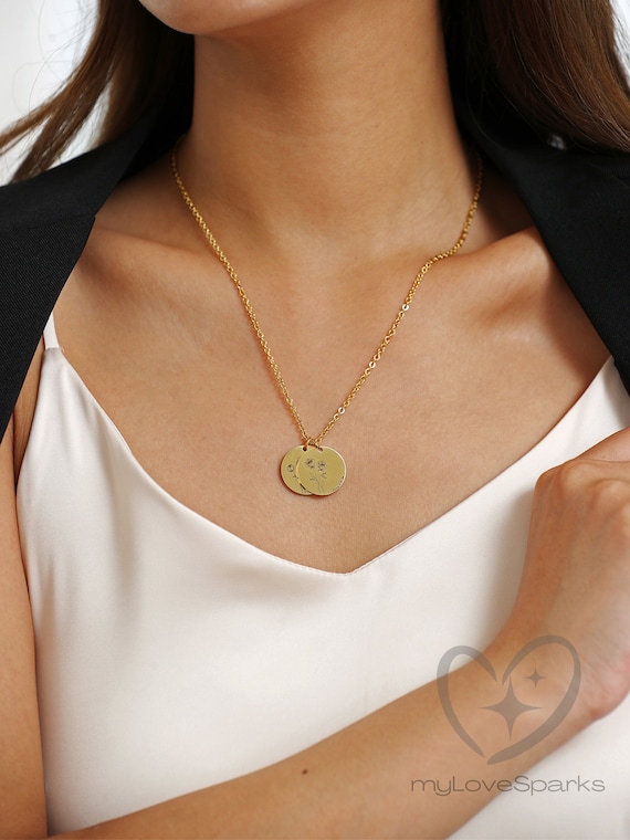 Personalized Birth Flower Necklace, Minimalist  Custom Name Necklace, Birthday Gifts for Her, Engraved Flower Necklace, Handmade Jewelry