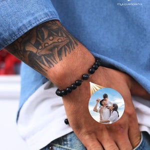 Armband papa, aangepaste fotoprojectie armband voor mannen, gepersonaliseerd cadeau voor vader verjaardagscadeau voor hem man, familie