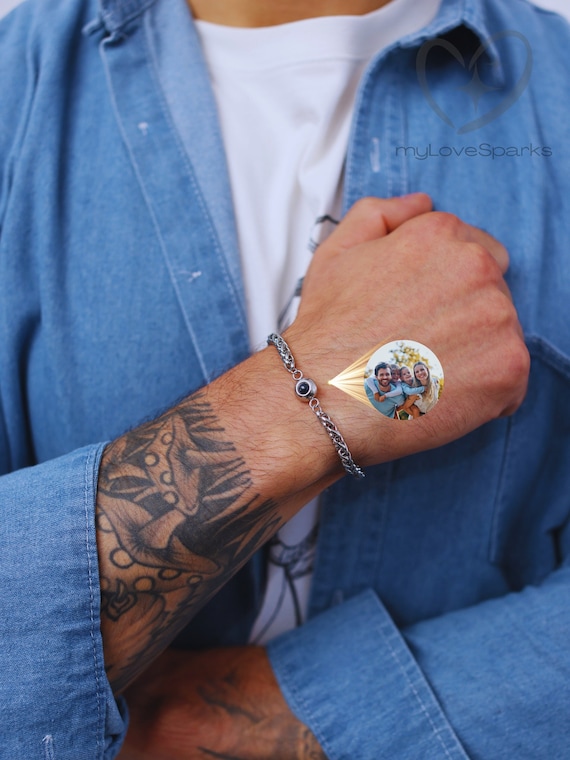 Personalized Gift For Father, Dad Bracelet, Custom Photo Bracelet for Men, Birthday Anniversary Gift for Him Husband Boyfriend, Keepsake