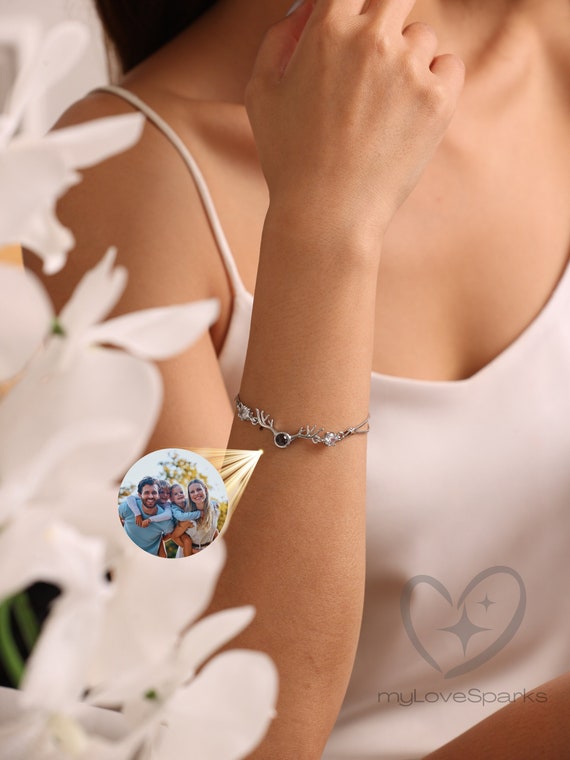 Custom Photo  Projection Bracelets For Women, Personalized Memory Bracelets, Christmas Gifts For Her, Memorial Gift
