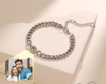 Projection Photo Bracelet, Custom Bracelet for Men, Memorial Gift, Anniversary Gift for Him, Valentine Day Gift
