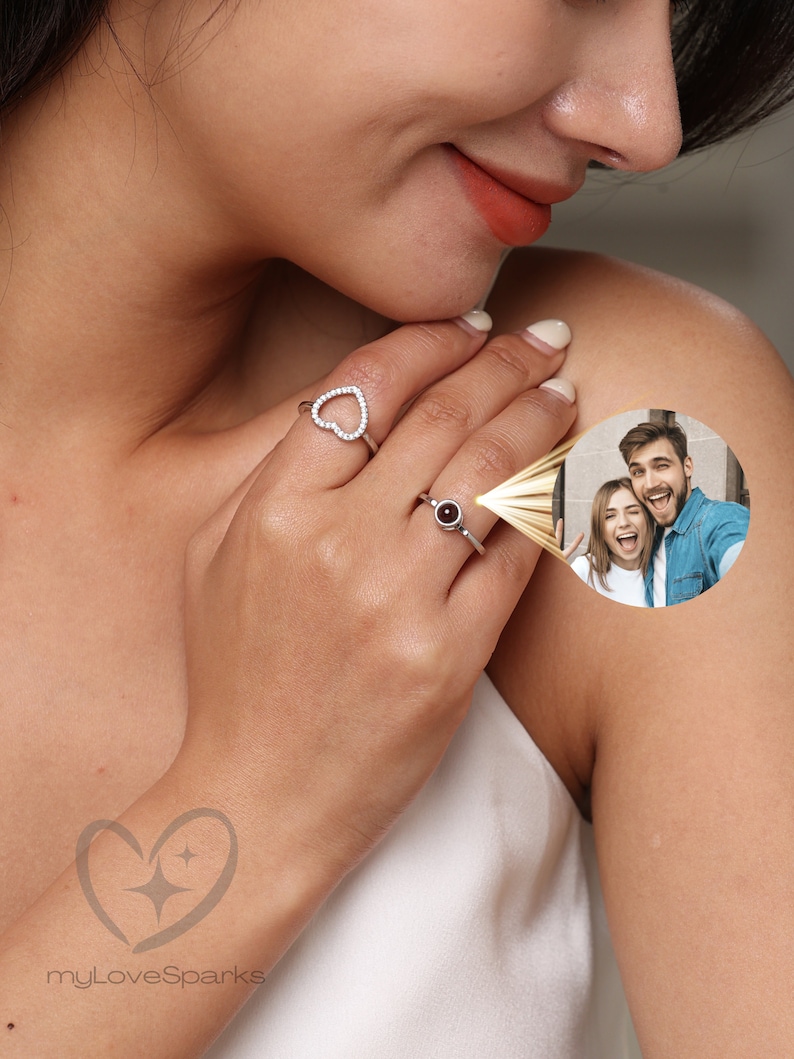 Custom Stackable Ring for Women, Personalized Photo Projection Ring ...
