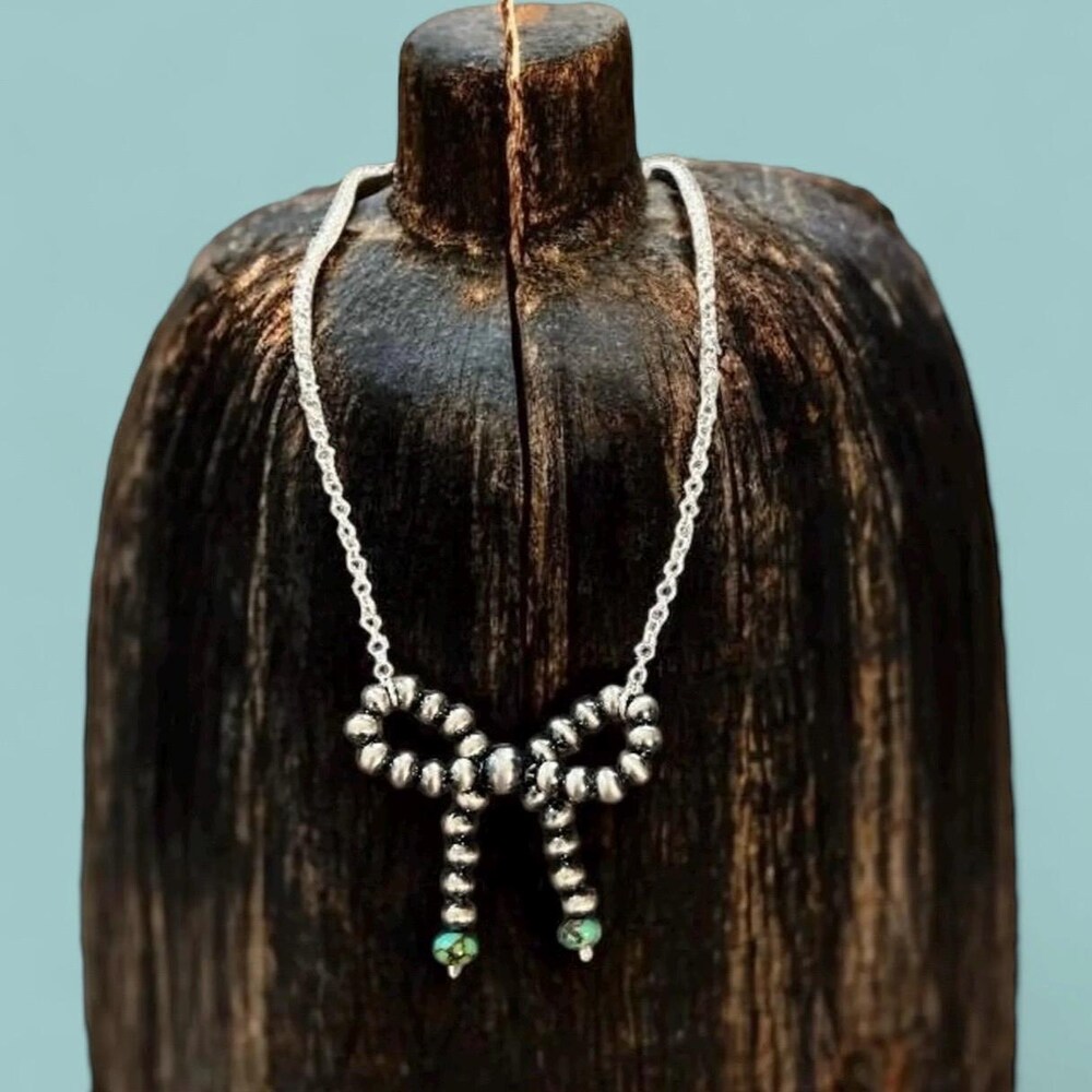 The Blaze Necklace Kingman Turquoise with Bow- 17