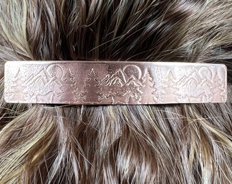 XL Copper Mountain Scene Horse Barrette.  Textured.