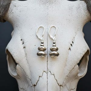 Sterling Silver Dangle Saucer Earrings. Western Earrings. Native American Jewelry. (G3)