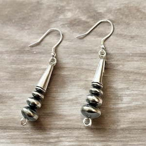 Navajo Pearl Sterling Silver Earrings. Southwestern Sterling Earrings. Navajo Pearl Saucer Sterling Silver Earrings.  (A4)