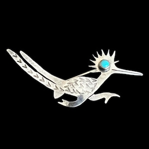 Decorative Feathered Hat Pin with Turquoise Stone Accent Vintage pin Feather hat / lapel pin, turquoise/blue main image 2