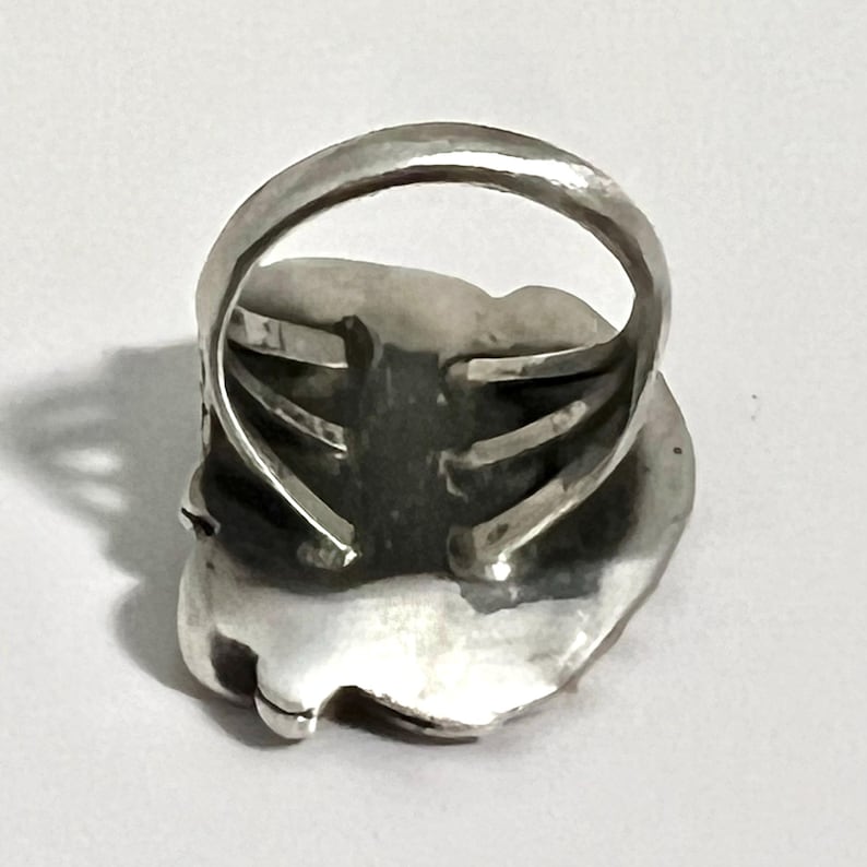 Vintage Native American Turquoise Coral Sterling Silver Ring - US Size ...