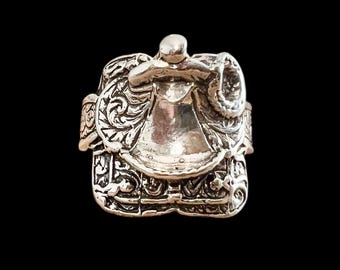 Vintage Sterling Silver Saddle Ring - Southwestern Cowboy Jewelry, Size 15.25