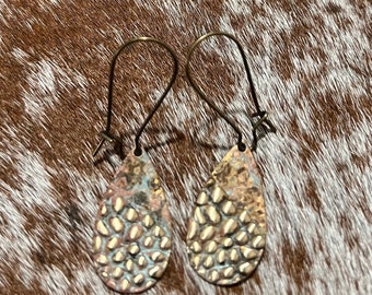 Copper and Brass Earrings. Copper dangle earrings.
