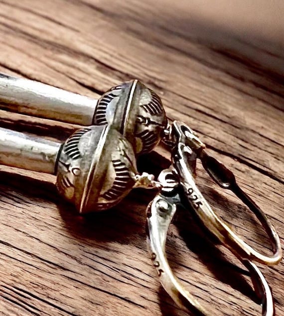 Navajo Earrings Sterling Silver Squash Blossom Earrings Navajo