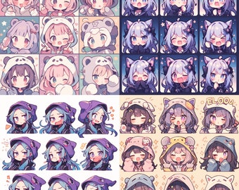 Set of 6 Emote Commission Twitch Emote Custom Anime Emote Custom Twitch Emotes Your Original Anime Art Fanart OC Anime Style Illustration