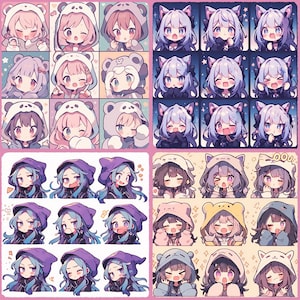 Set of 6 Emote Commission Twitch Emote Custom Anime Emote Custom Twitch Emotes Your Original Anime Art Fanart OC Anime Style Illustration