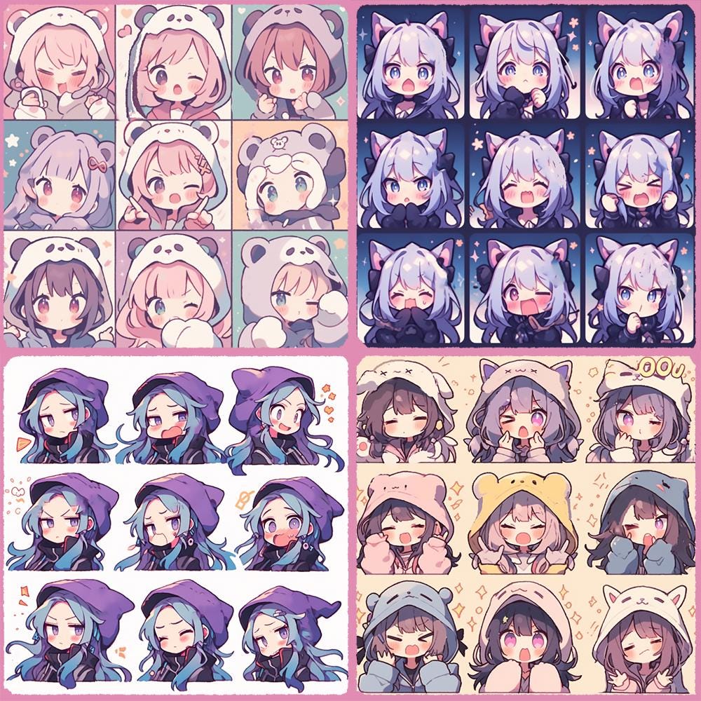 Set of 6 Emote Commission Twitch Emote Custom Anime Emote Custom Twitch Emotes Your Original Anime Art Fanart OC Anime Style Illustration