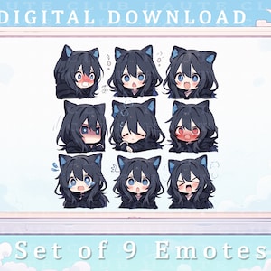 Cat Girl Emotes (9) | Set of 9 Cat Girl Emotes Twitch Emote Cat Anime Emote Custom Twitch Emotes Digital Download 9 Emotes Kitty Girl Emotes