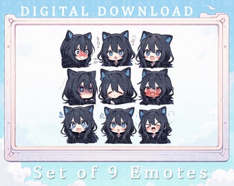 Cat Girl Emotes (9) | Set of 9 Cat Girl Emotes Twitch Emote Cat Anime Emote Custom Twitch Emotes Digital Download 9 Emotes Kitty Girl Emotes