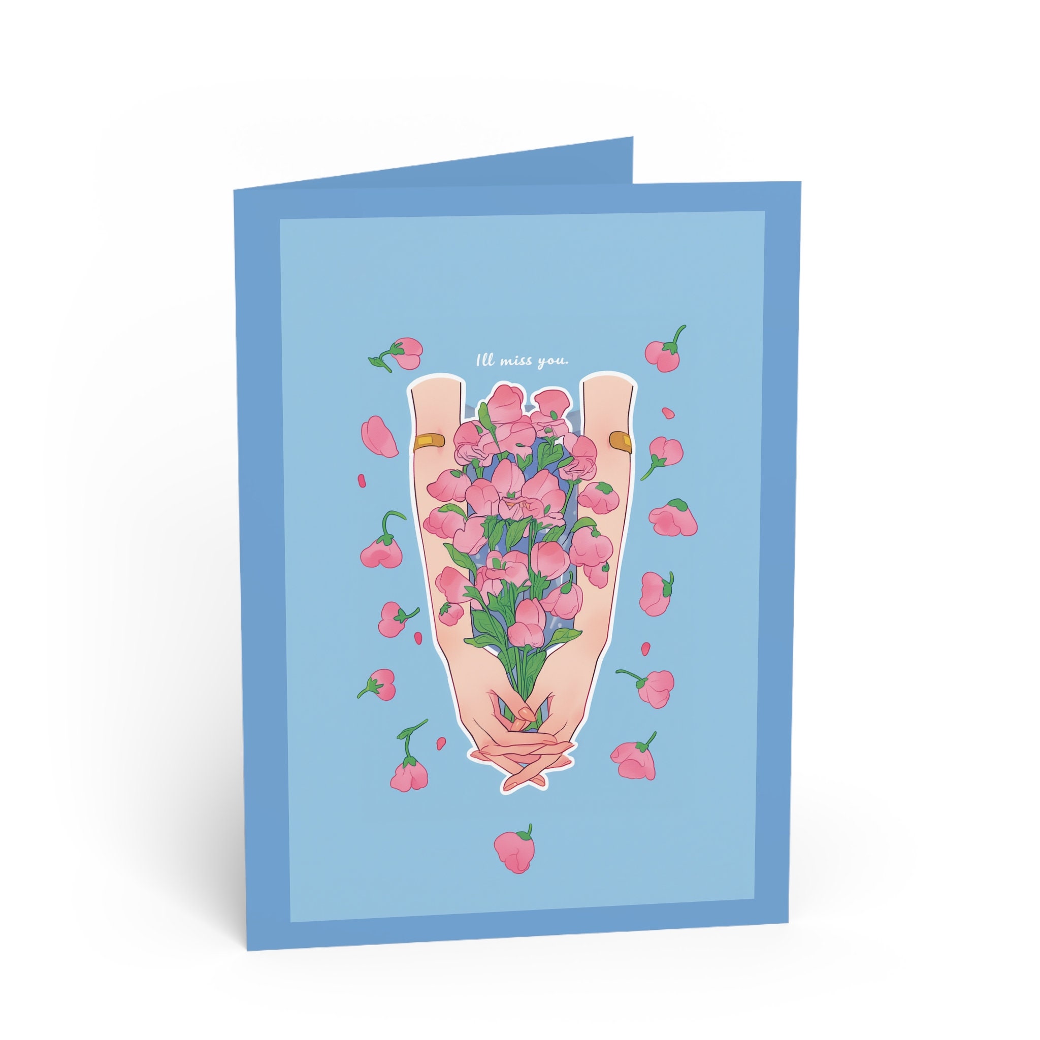 I'll Miss You Card Watercolor Painting Art Card 