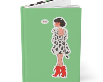 Cow Aesthetic 2024 Hardcover Journal Matte Diary Anime Notebook Lined Journal Anime Cow Print Diary Book