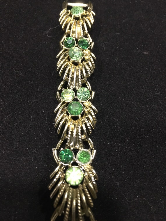 Vintage Coro Green Rhinestone Bracelet