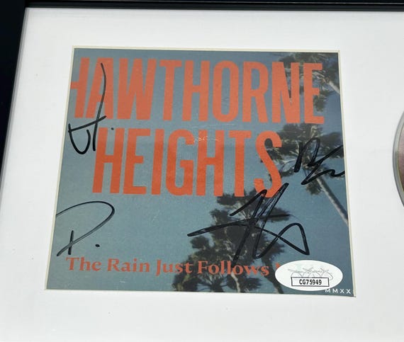 Hawthorne Heights Signed the Rain Just Follows Me CD Cover Framed