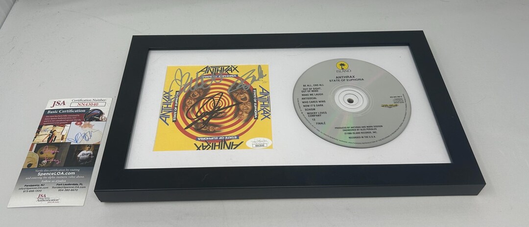 Anthrax Signed State of Euphoria CD Booklet Framed JSA COA - Etsy