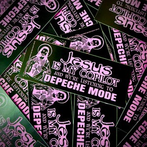 Depeche Mode & (personal) jesus is my copilot  Bumper Sticker - Original Design goth sticker