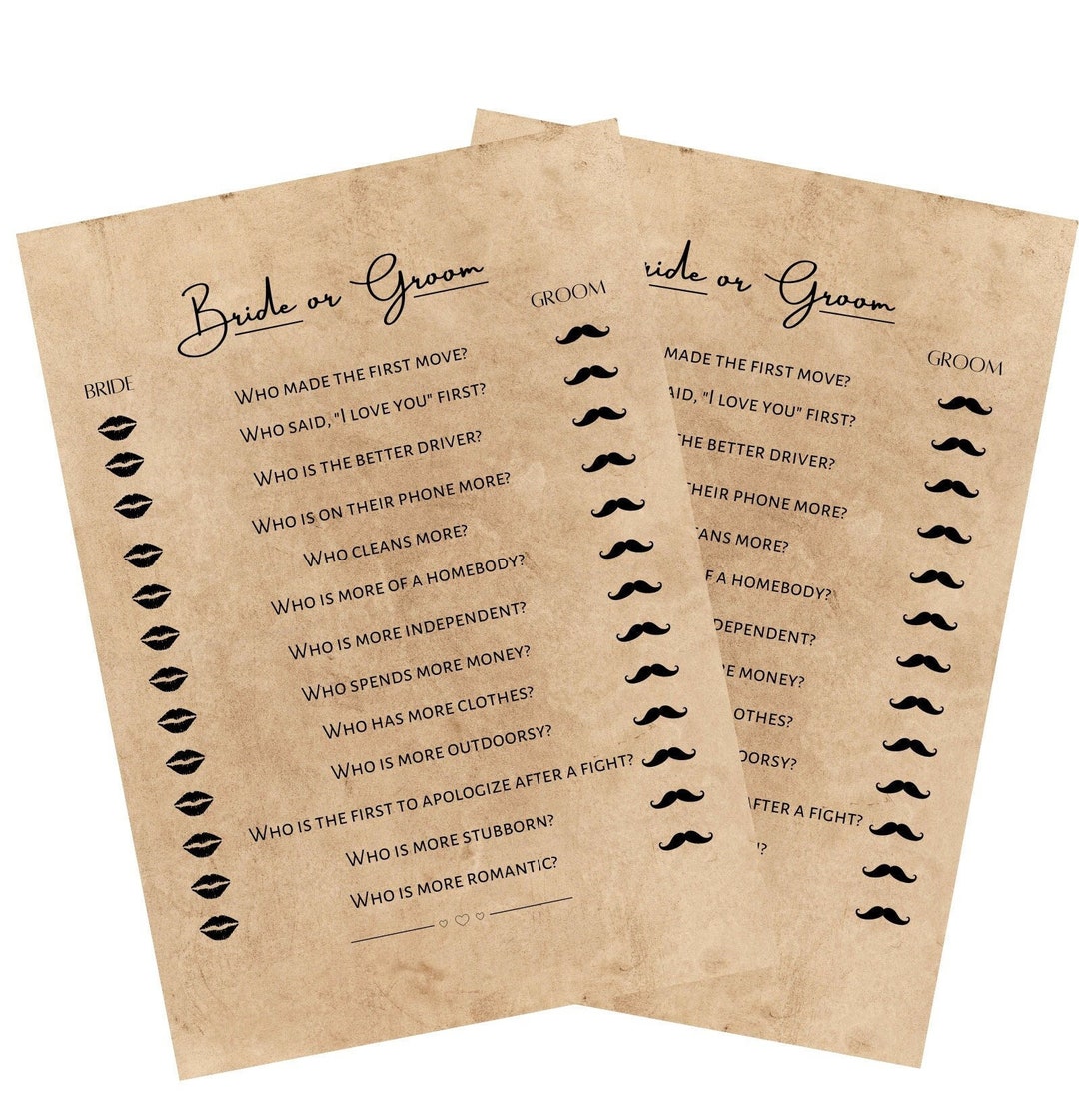 Bridal Shower Games Bride Versus Groom Wedding Shower Games