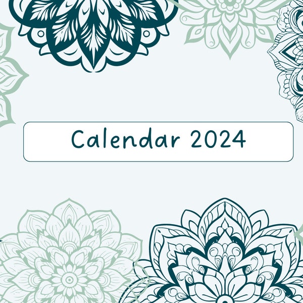 Green and Blue Mandala Calendar 2024