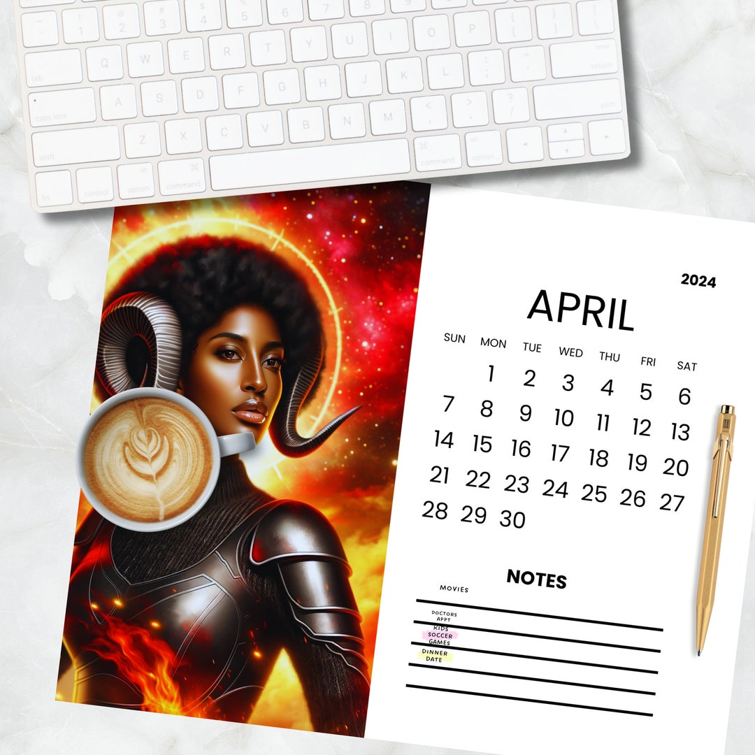 2024 Zodiac Sign Calendar, Digital Monthly Calendar, Zodiac Art