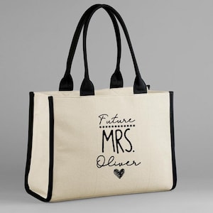 Custom Future Mrs Tote Bag, Bride Last Name Printed Bag, Personalised Bride Engagement Tote Gift, Bridal Shower Gift, Wedding Gift for Her