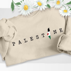 Palestine Sweatshirt, Palestine Map Printed Crewneck Sweater, Palestine Adults Sizes Comfy Colors Sweater, Palestine Clothing, Free Shipping