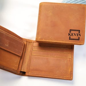 Carteras con foto grabada personalizadas para el día de San Valentín, boceto personalizado de carteras de cuero con foto para hombre, regale una billetera elegante este día de San Valentín