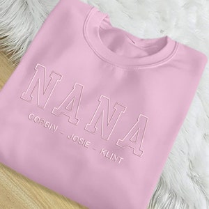 Sudadera de Nana bordada, suéter personalizado con nombre para niños, suéter de cuello redondo con nombre personalizado, sudadera de abuela, regalos de cumpleaños de Nana