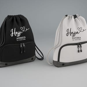 Personalisierte Hajj Reisesack Tasche, individuelle Haj & Hajja Reisetasche, Islamisches Geschenk für Pilger, Umrah / Hajj Reisetasche für Muslime, Hajj Geschenke