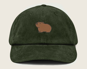 Chapeau vintage en velours côtelé, casquette de baseball brodée Capybara, chapeau unisexe couleur confort, casquette de soleil design Stich Water Hog Capybara