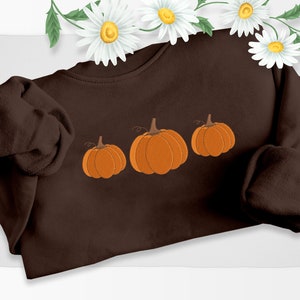 Pumpkin Sweatshirt, Embroidered Autumn Crewneck Jumper, Halloween Sweater, Fall Season Pumpkin Design Embroidery Comfy Top, EmbroideryCrafts