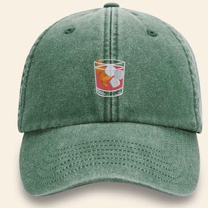 Embroidered Negroni Cocktail Cap, Funny Gin Drink Hat, Retro Summer Party Baseball Hat, Vintage Bar Style Gift for Him, Cocktail Lover Gift