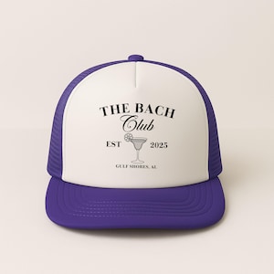 Custom Bach Club Party Hats, Personalised Beach Bachelorette Trucker Hats, Bride Party Favors, Custom Bridesmaid Printed Hat, Gift for Bride