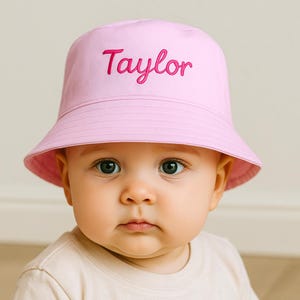 Custom Baby Bucket Hats, Personalised Embroidered Baby Name Hat, Toddler Sun Protection Cap, Summer Beach Surfing Hat, Baby Birthday Gift