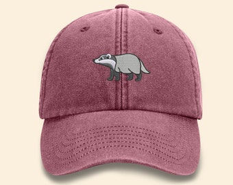 Embroidered BADGER Hat, Vintage Style Baseball Cap, Wildlife Badger Design Embroidery Hat, 100 Cotton Comfort Color Sun Hat EmbroideryCrafts